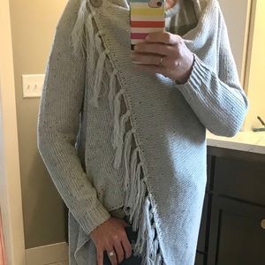 Gray fringe sweater